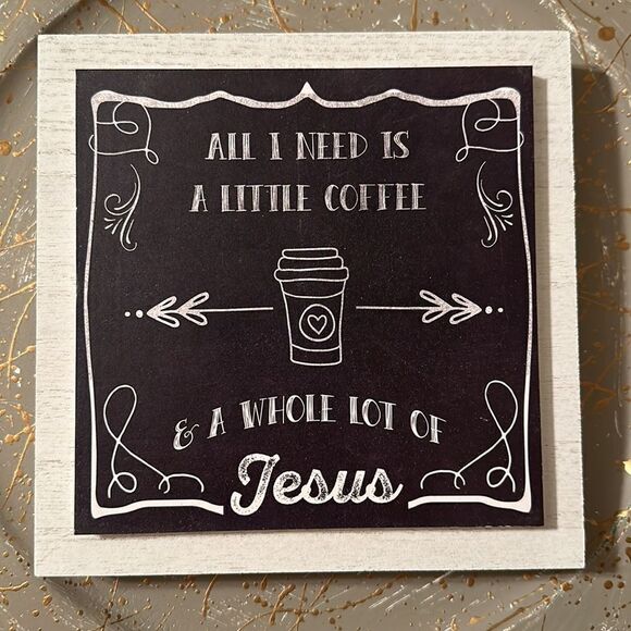 Shabby Chic Boxed Chalkboard Doodle Coffee Sign Decor - Picture 1 of 8